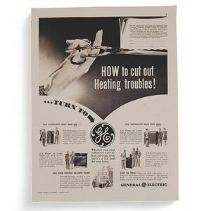 1941‎ General Electric Print Ad - WWII Era Heating Innovation Solutions Vintage